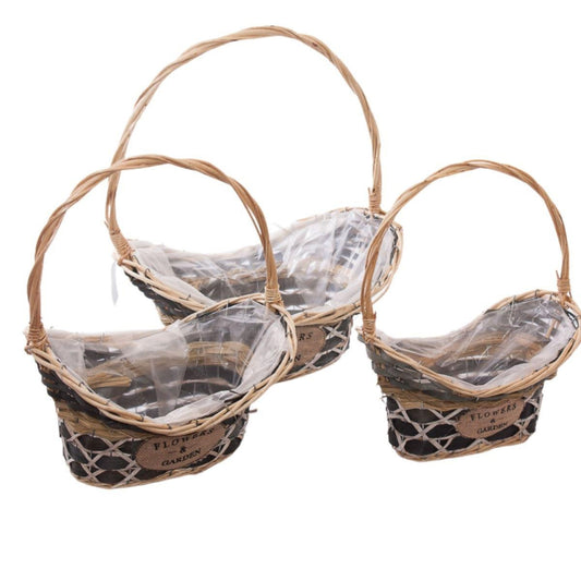 Cesto ovale in vimini 45X30H48 in set di 3