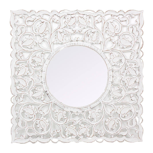 Specchio in mdf intagliato bianco 120X2H120