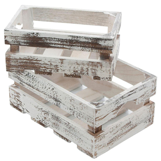 Cassetta in legno sbiancata 28X19H12 in set di 2