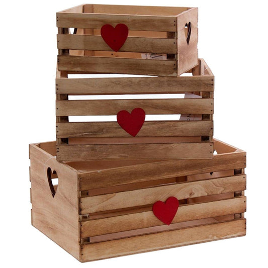 Cassetta brunita in abete 31X22H15 in set di 3