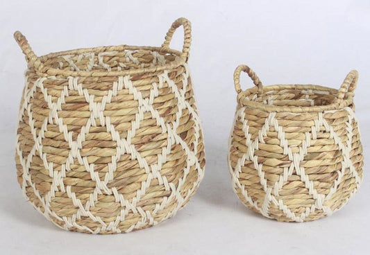 Cesto in giacinto d'acqua Ø28H35 in set di 2