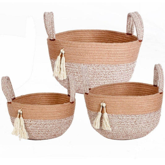 Cesto in cotone con nappe Ø32H30 in set di 3