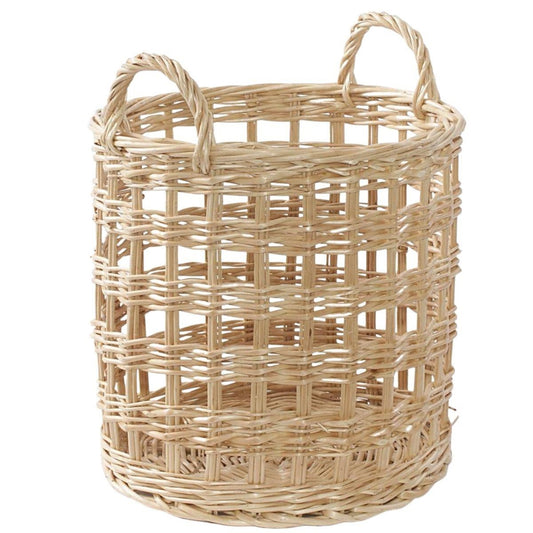 Cesto in vimini bianco traforato Ø30H30