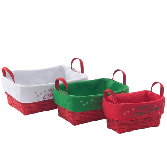 Cesto in pioppo con fodera 31x23H13 in set di 3