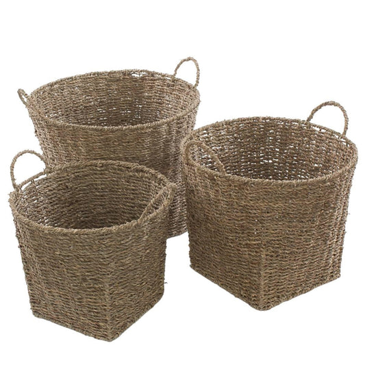 Cesto in cordoncino con manici Ø39H38 in set di 3