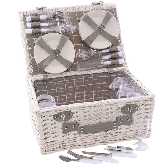 Cesto da picnic in vimini sbiancato 46X33H21