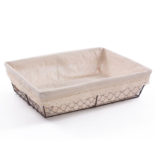 Cesto a rete in metallo con fodera 39x29H10