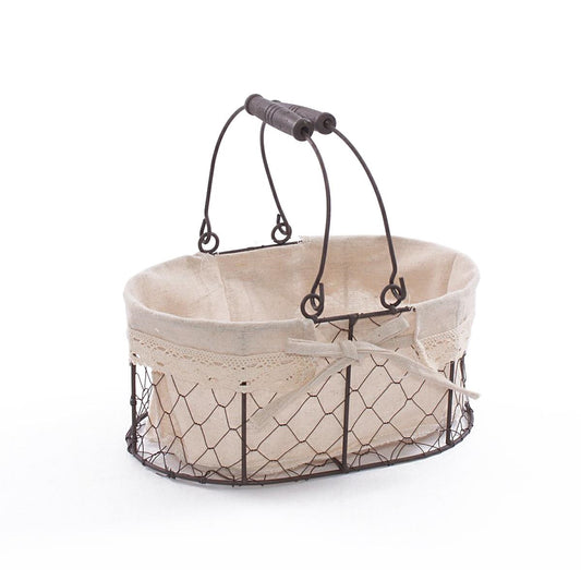 Cesto a rete in metallo con fodera 27X18H12