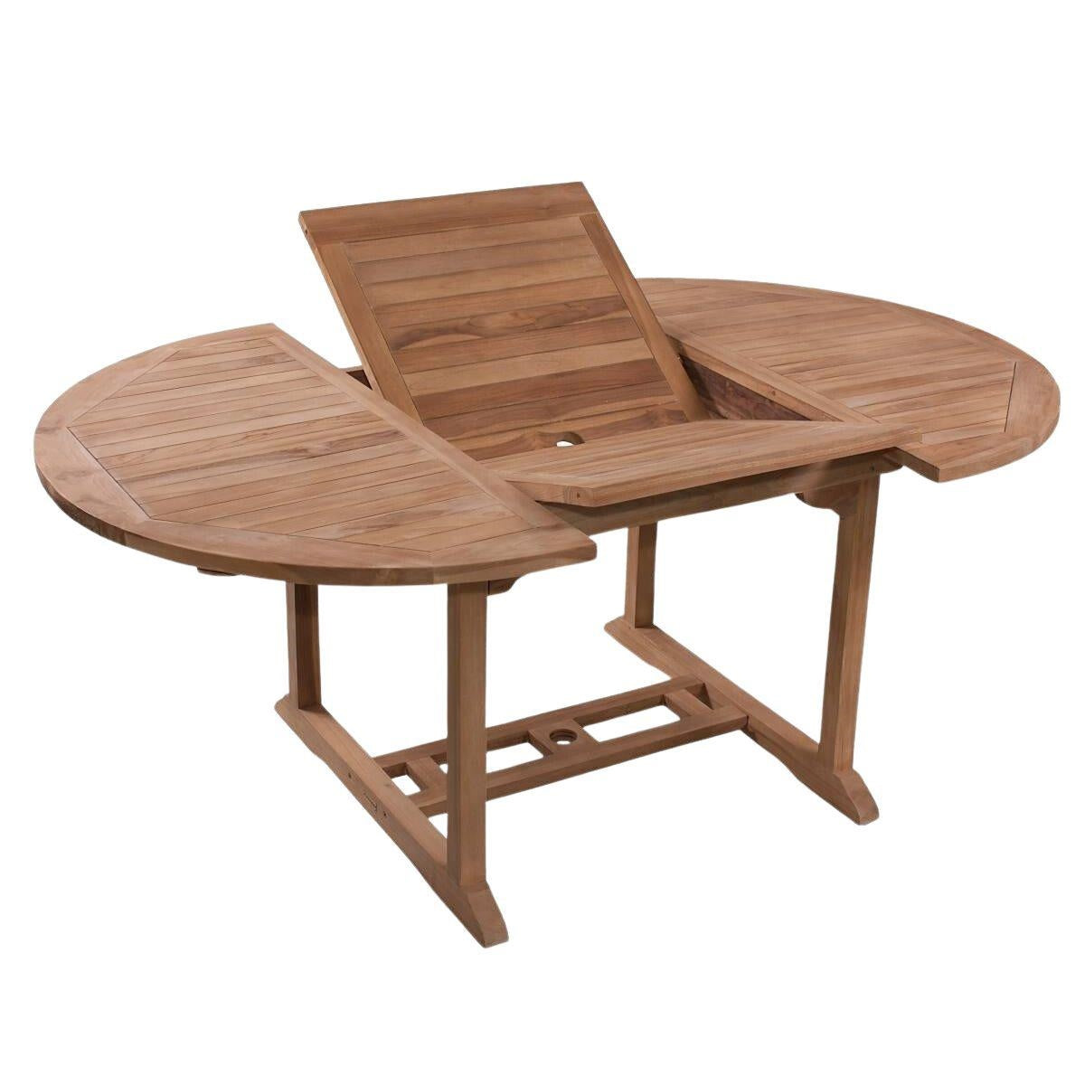 Tavolo rotondo allungabile in teak 120/180H75