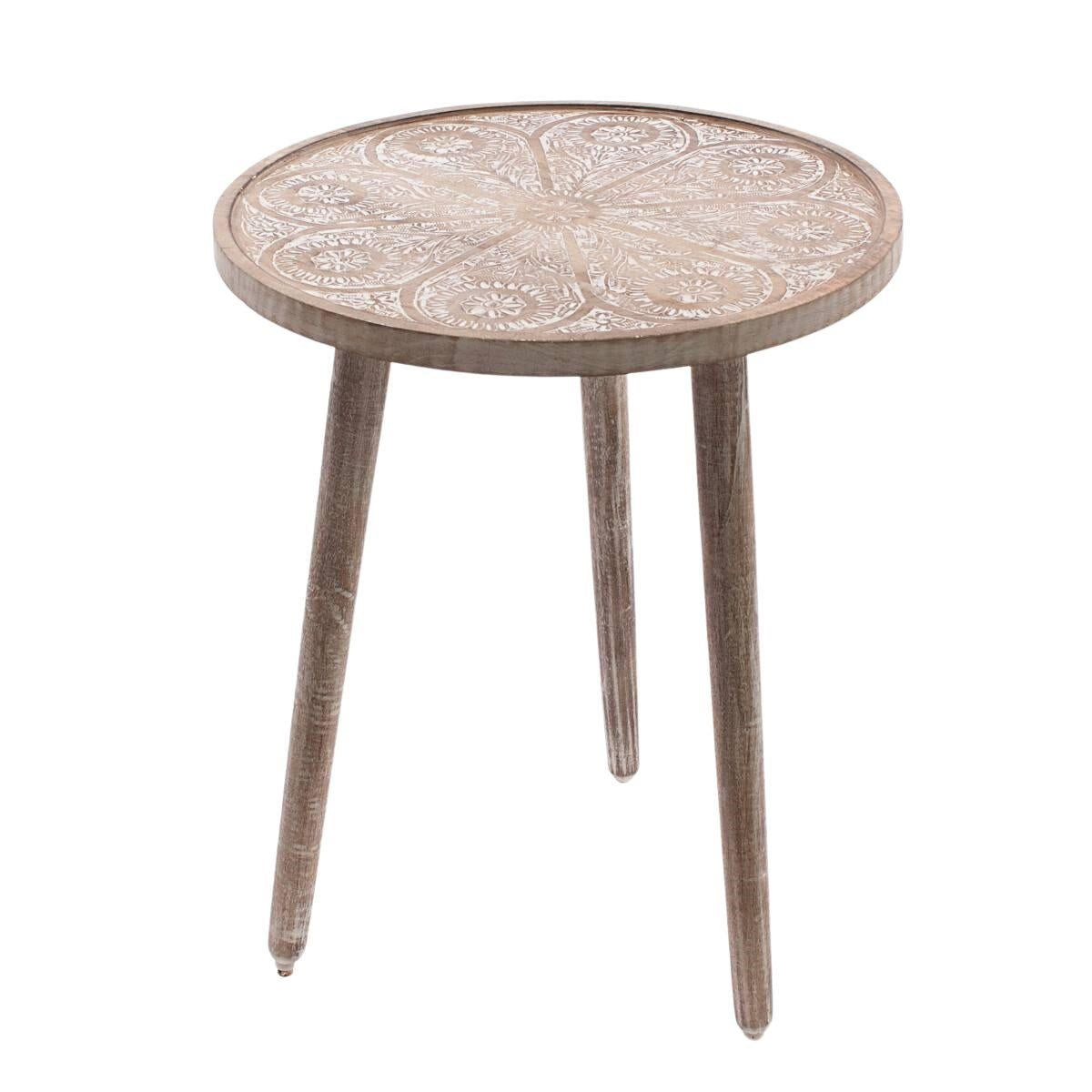 Tavolo da caffè in mango sbiancato Ø45H55