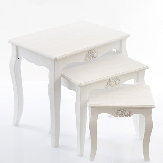 Tavolo da caffè bianco 53X35H47 in set di 3