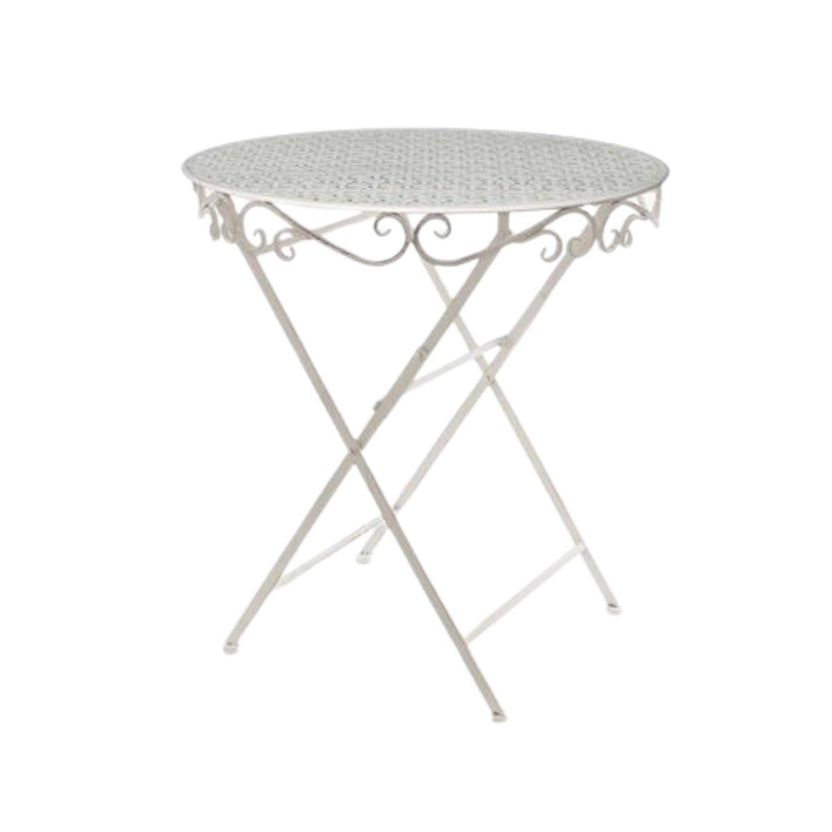 Tavolo pieghevole rotondo in ferro bianco Ø70H76