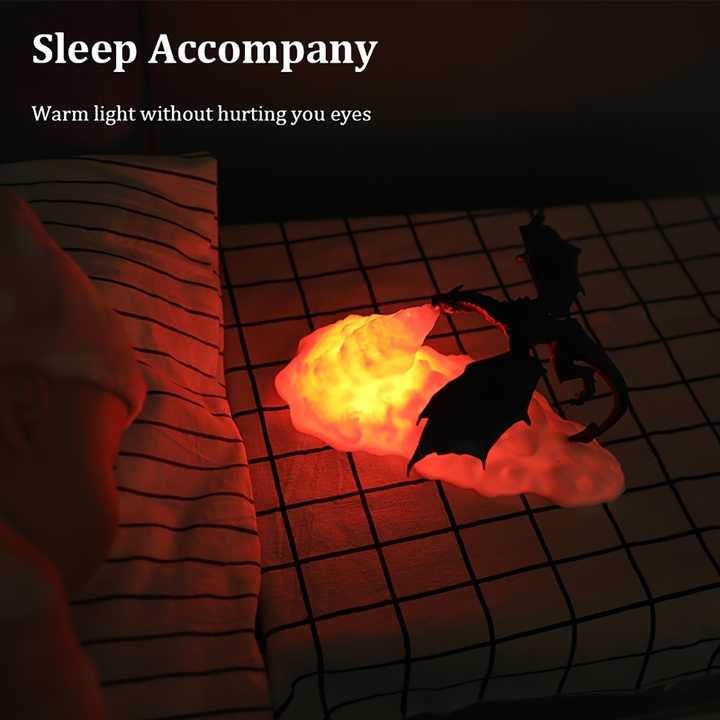 NNEDSZ Red Fire Dragon 3D Printed LED Dragon Flame Night Light – Unique Decorative Lamp for Desk, Bedroom & Gift Ideas