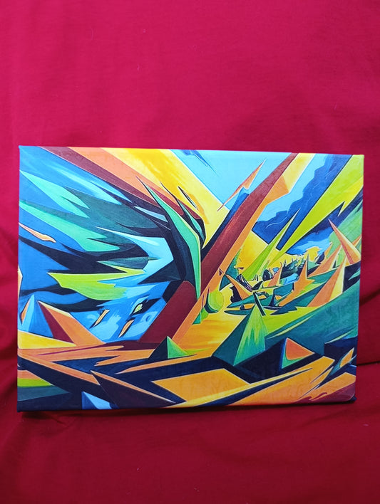 Stampa su tela intelaiata 18x24 , soggetto astratto.