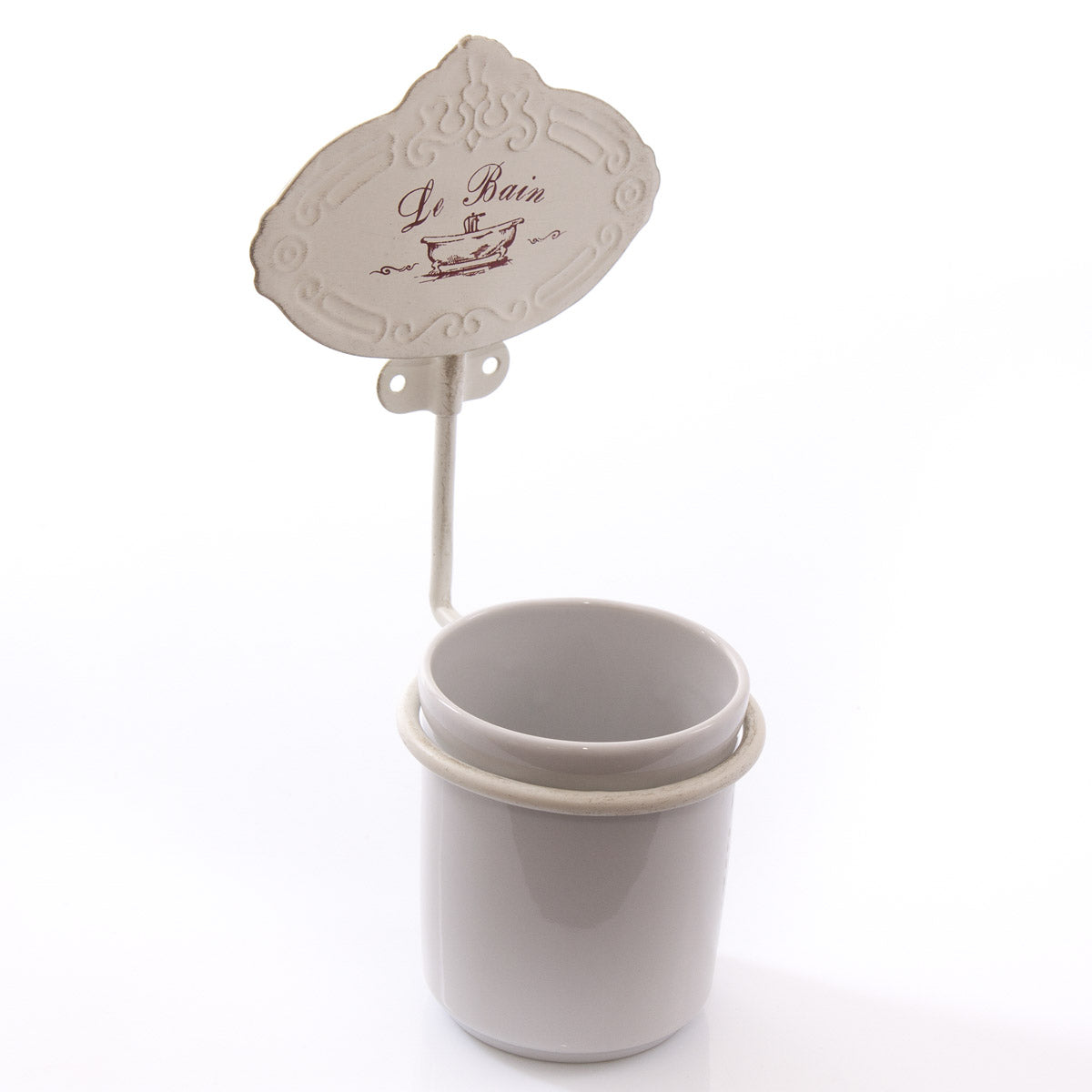 Portaspazzolino a muro in metallo bianco 12H23