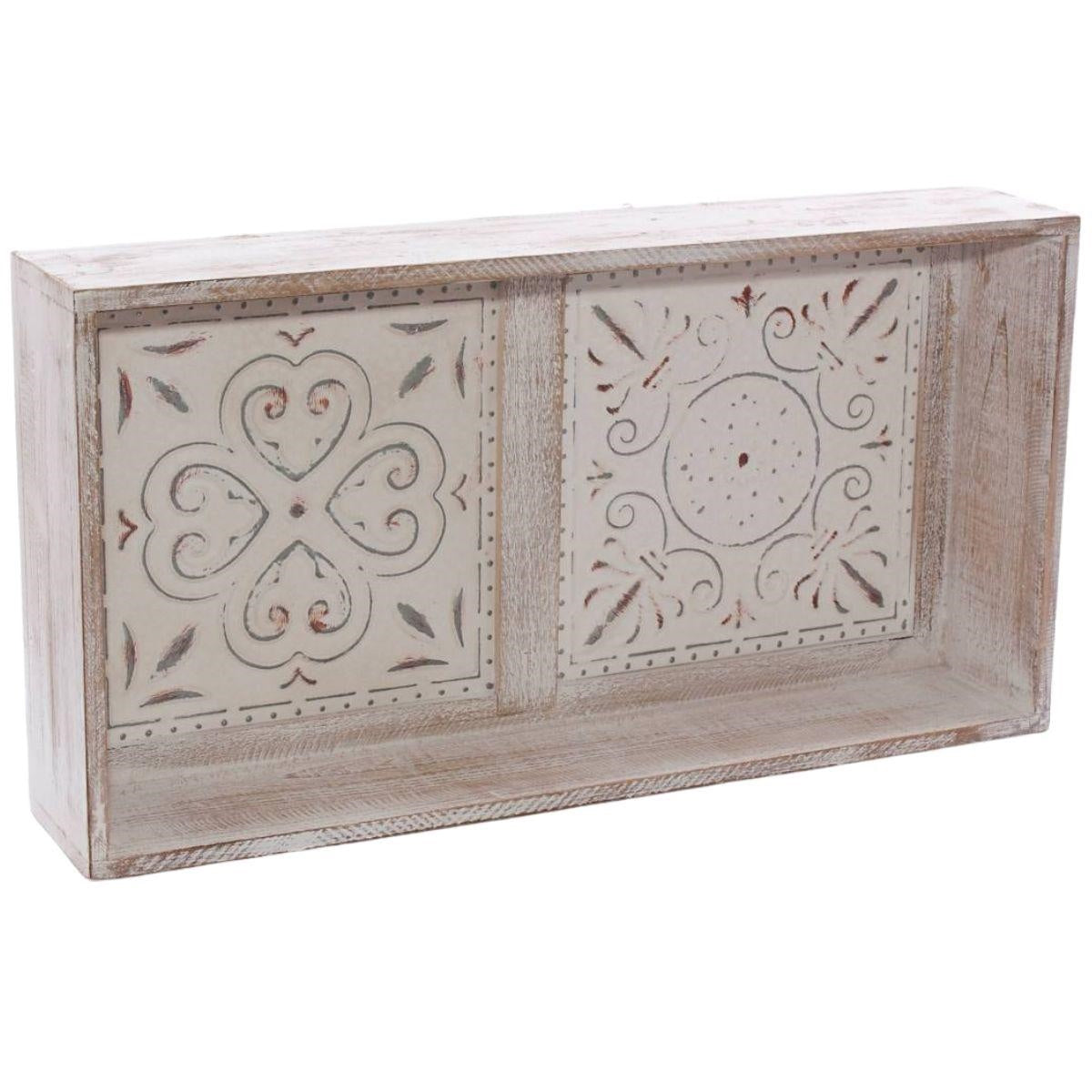 Mensola decorativa in abete e metallo 61X12H32