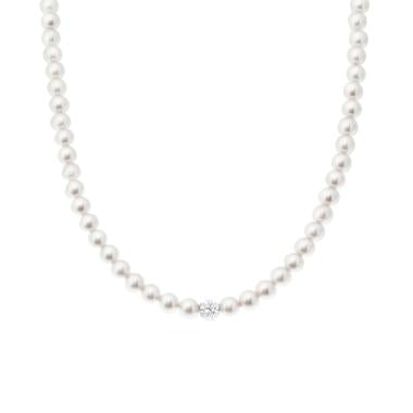 Collana Filo Perla Bianca mm 4 in vetro perlato con pallina Crystal Bianco con filo e chiusura in ARGENTO 925 Galvanica Rodio - Milano 7 Arte e Design