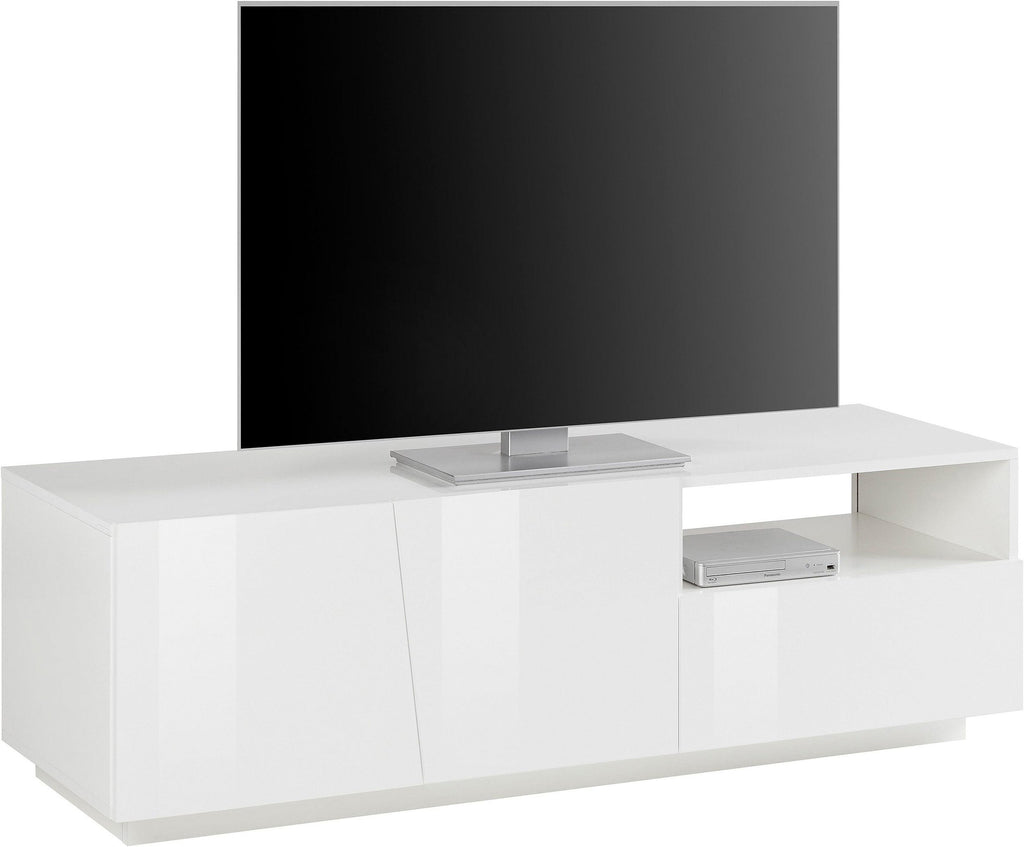 Porta tv VEGA 150 cm  2 ante battenti + 1 cassetto bianco laccato lucido - Milano 7 Arte e Design