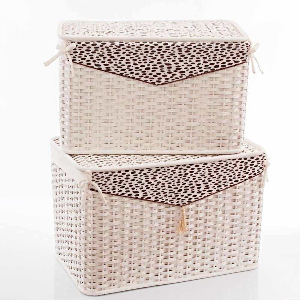 BAULE BAMBOO SET DI DUE FODERA LEOPARDO  68X42H43 - Milano 7 Arte e Design