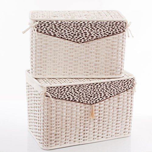 BAULE BAMBOO SET DI DUE FODERA LEOPARDO  68X42H43 - Milano 7 Arte e Design