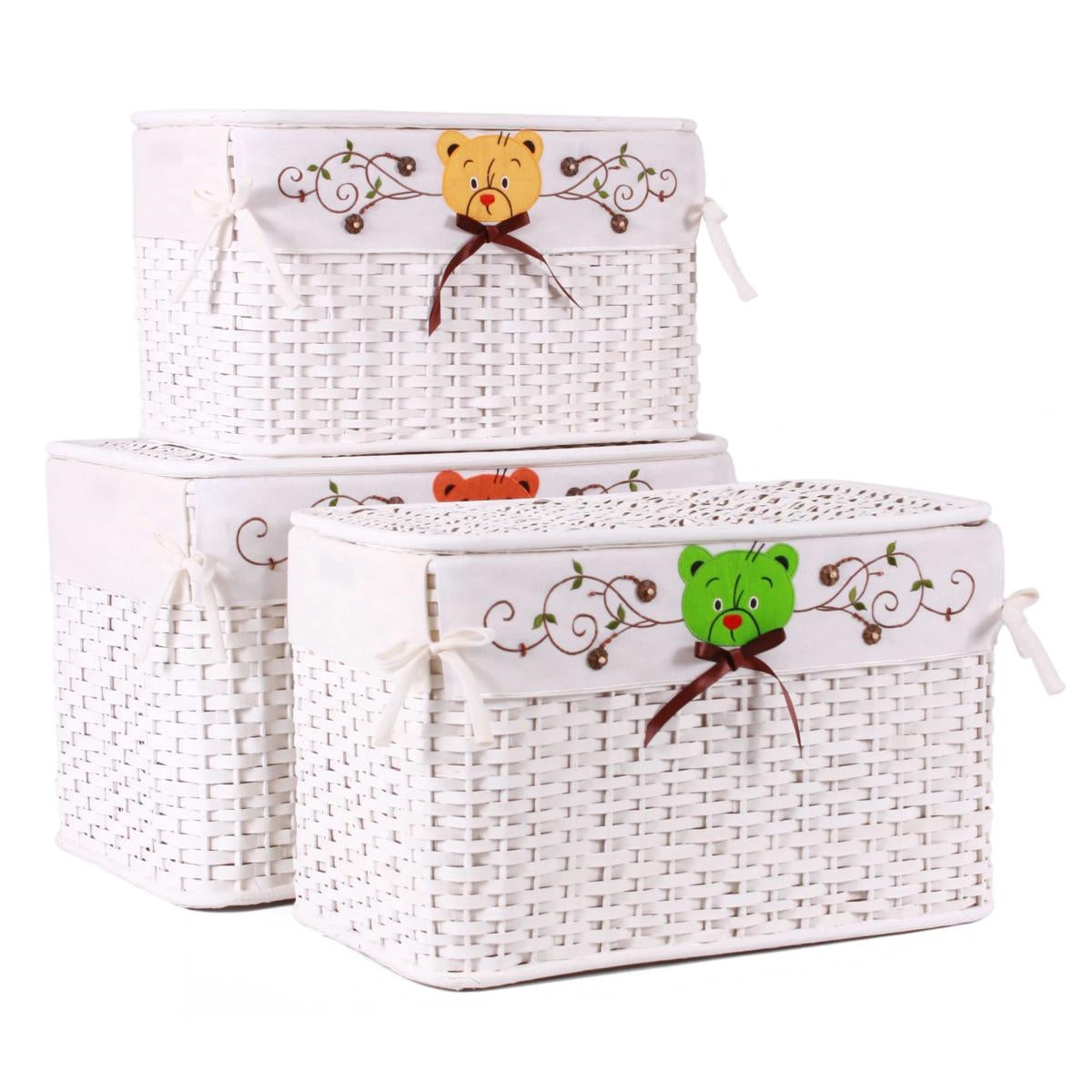 Baule in rattan orsetti 65X40H42 in set di 3