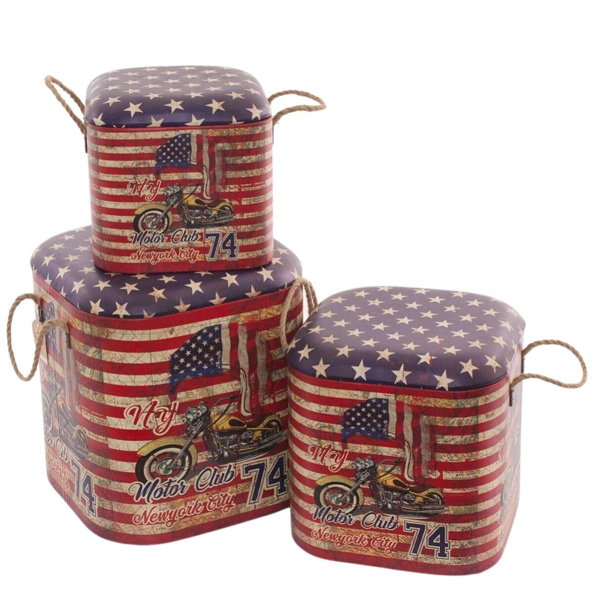 Pouf contenitori in mdf 39X39H43 in set di 3