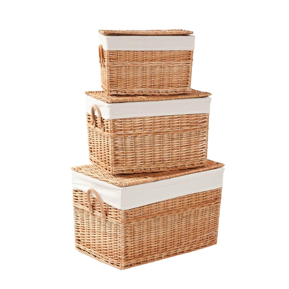 Baule in vimini bollito 63X40H40 in set di 3