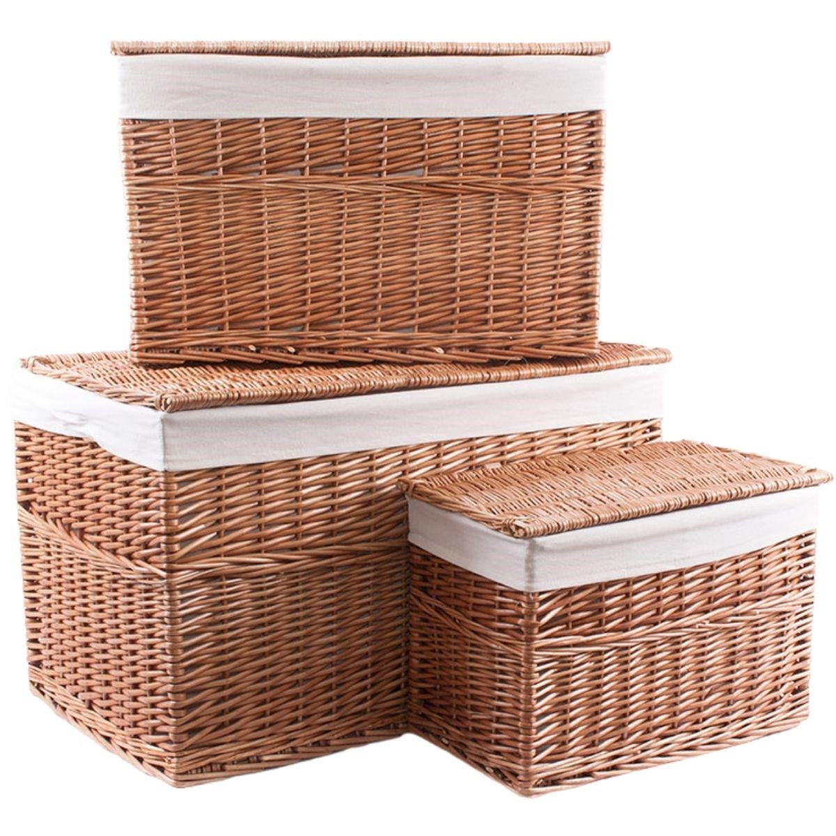 Baule in vimini bollito 80X48H49 in set di 3