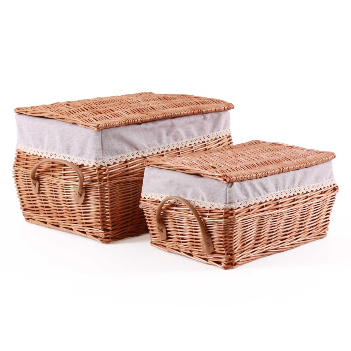 Baule in vimini bollito 45X33H29 in set di 2