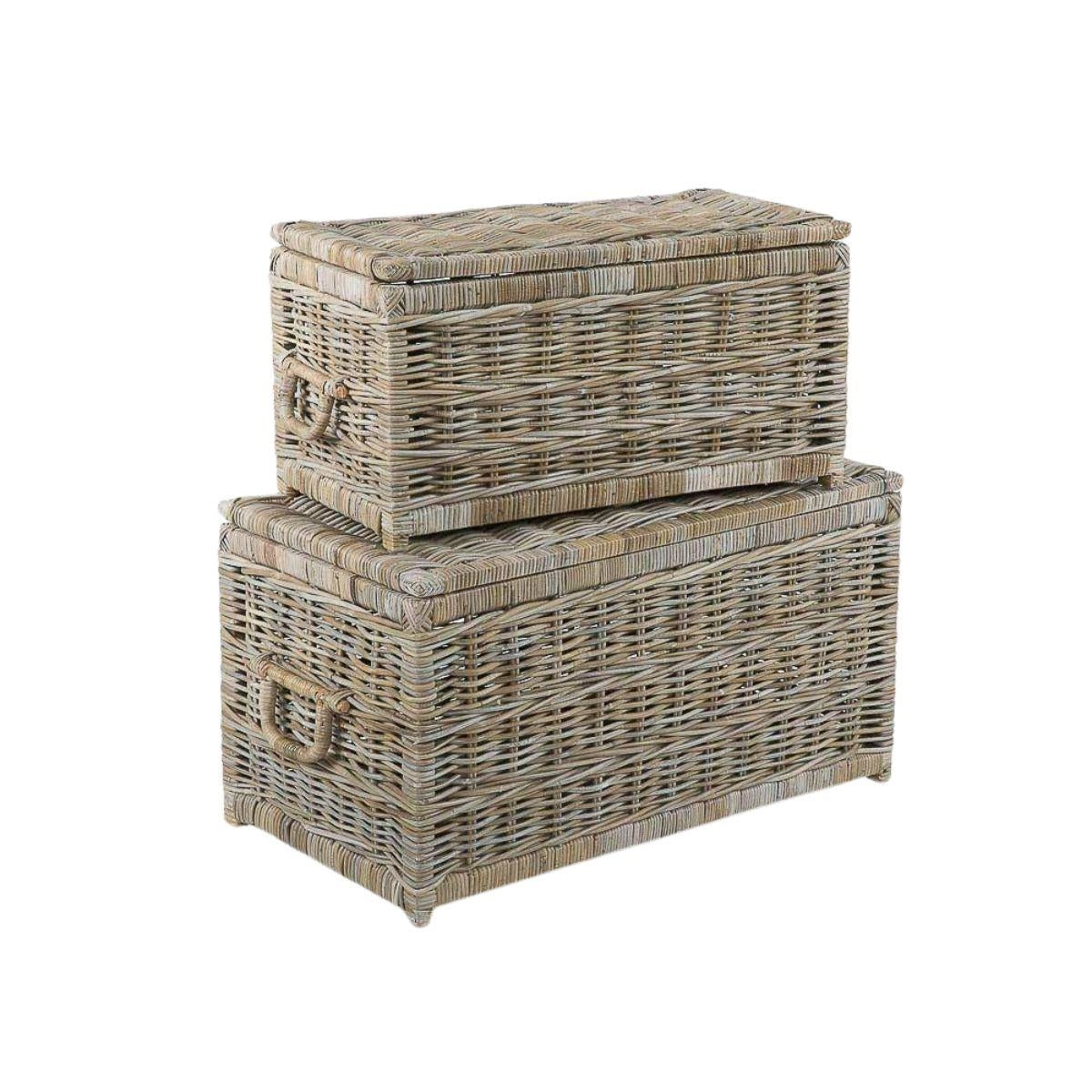 Baule in giunco grigio 90X48XH48 in set di 2