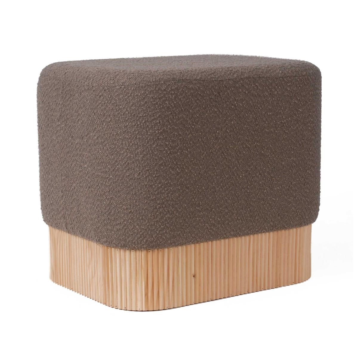 Pouf in tessuto effetto bouclé grigio 52X42H45
