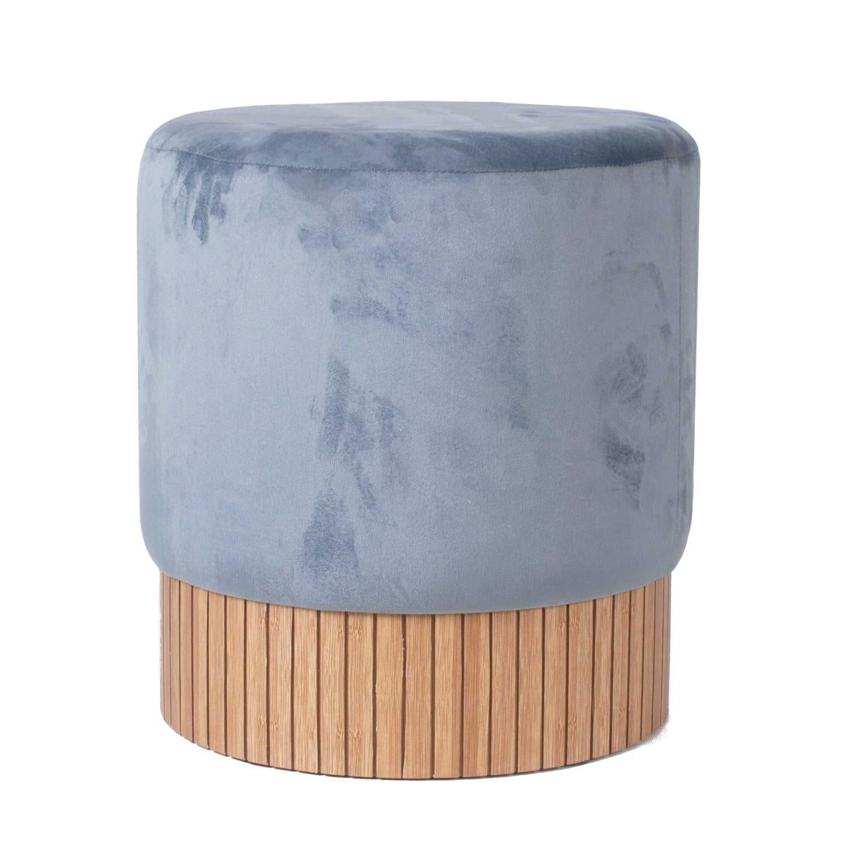 Pouf rotondo in velluto blu Ø42H45