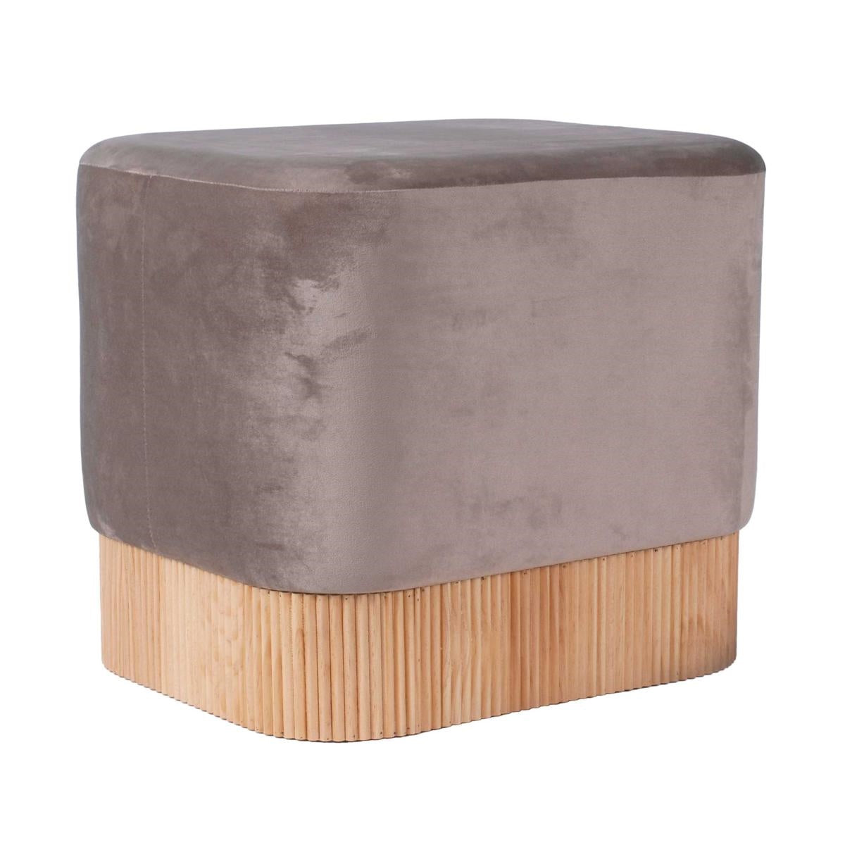 Pouf in velluto gribeige 52X42H45