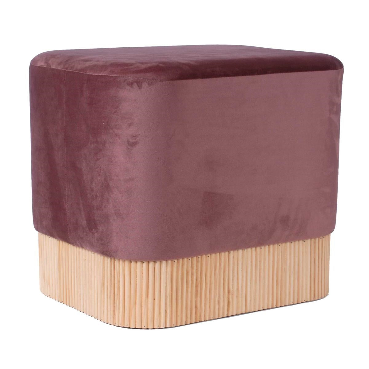 Pouf in velluto rosa 52X42H45