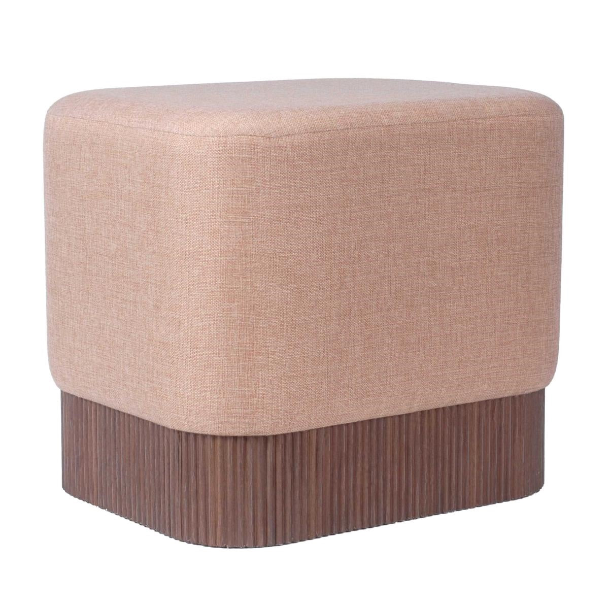Pouf in tessuto beige 52X42H45