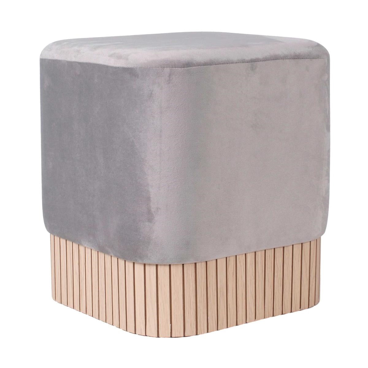 Pouf in velluto grigio 42X42H45