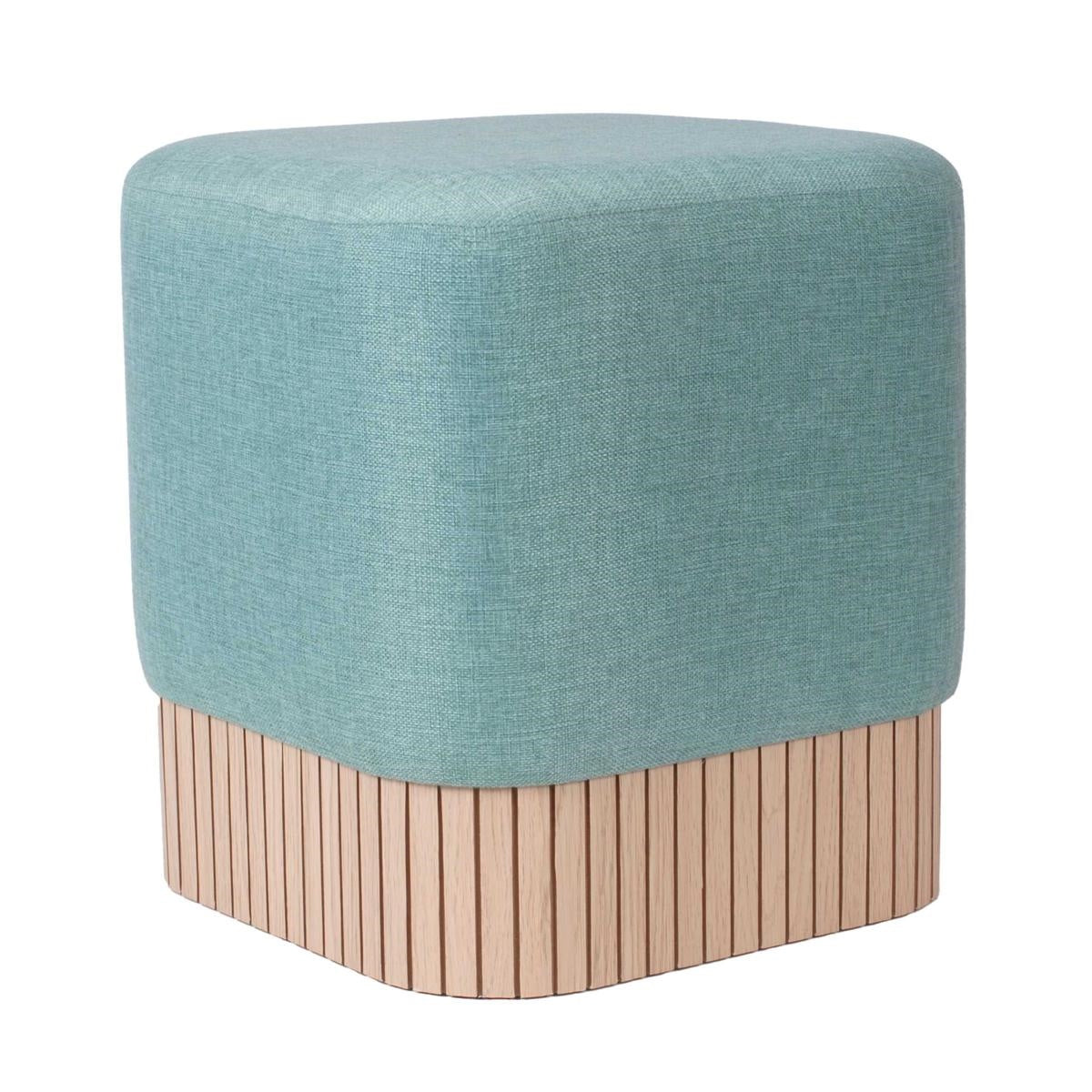 Pouf in tessuto turchese 42X42H45