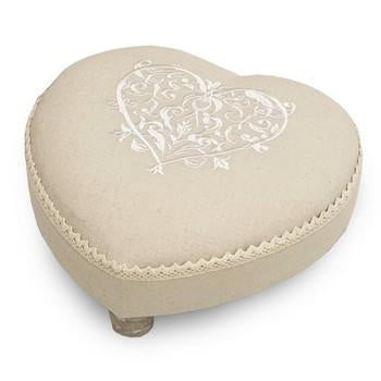POGGIAPIEDI CUORE TESSUTO BEIGE CM.30X30XH14