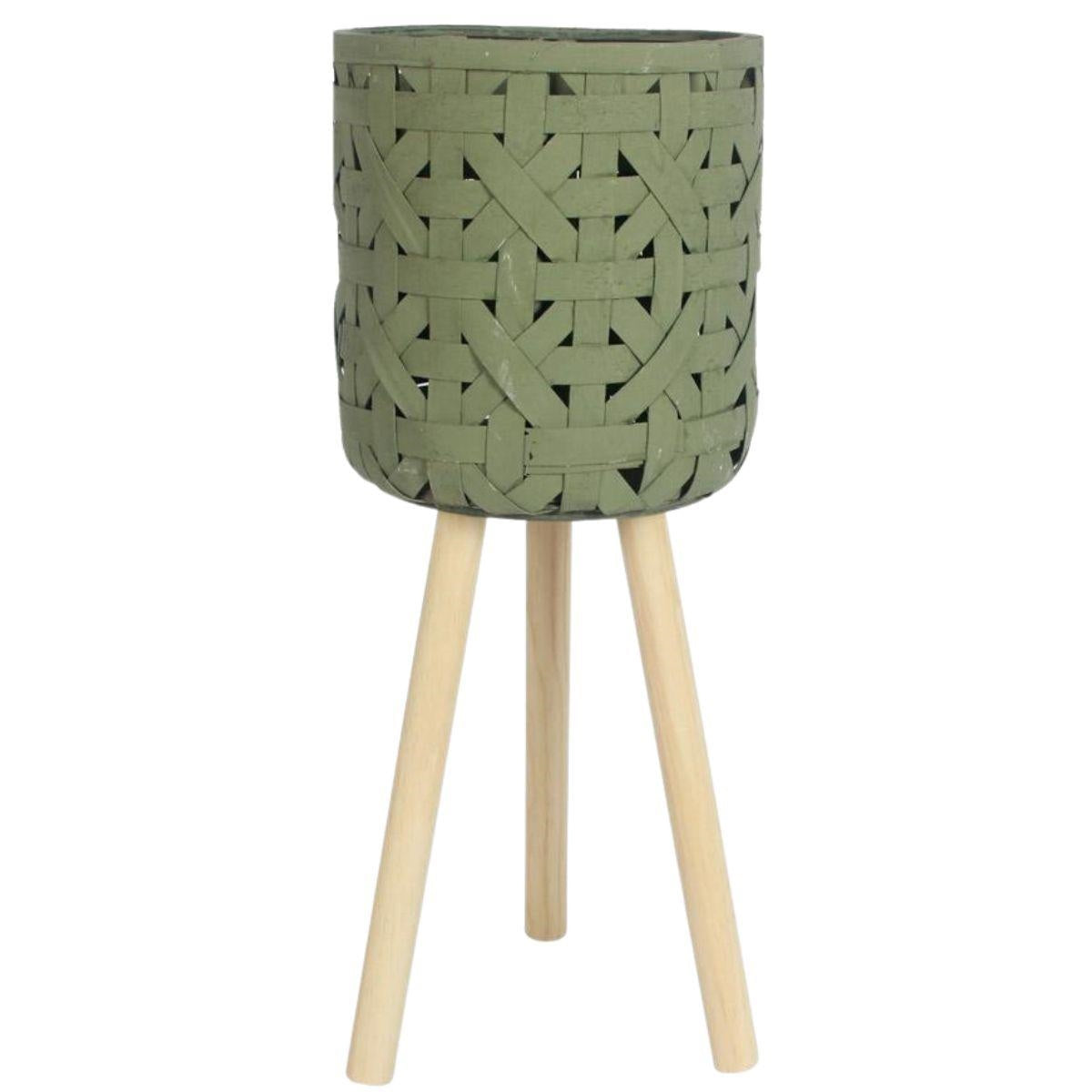 Vaso verde con piedini in legno Ø21H48 - Milano 7 Arte e Design
