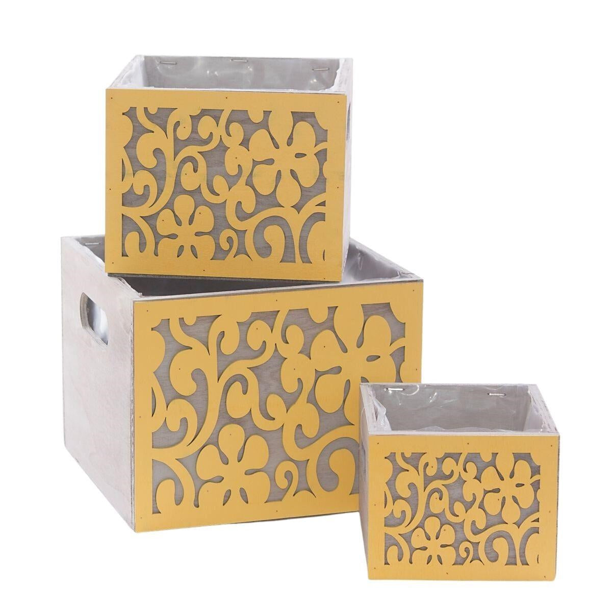 Portavaso giallo 19X19H15 in set di 3