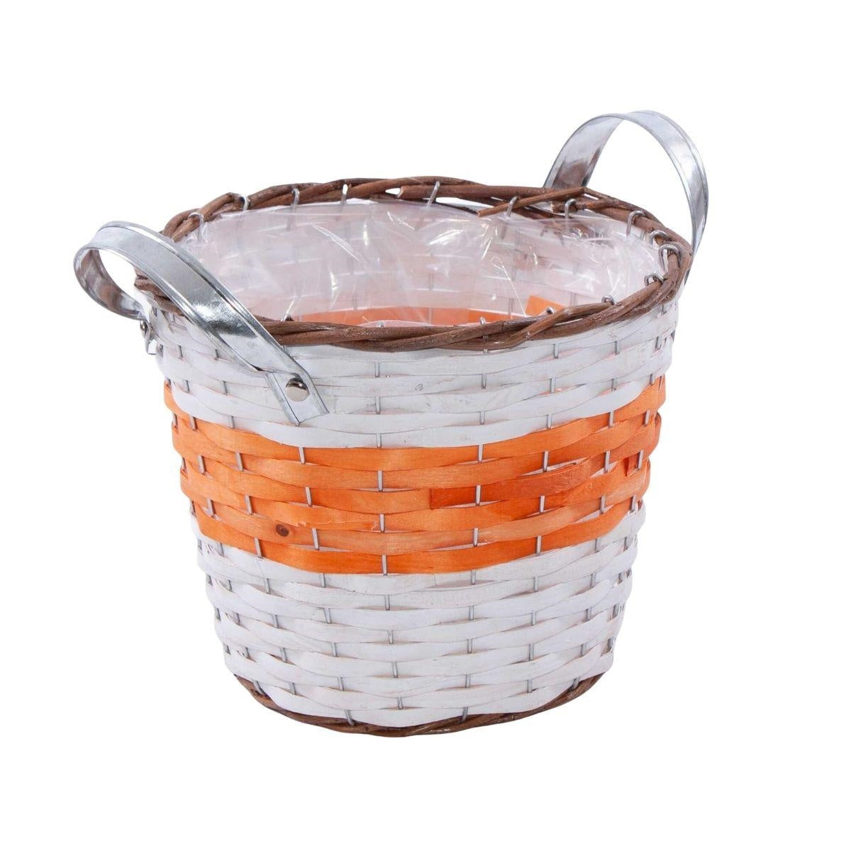 Portavaso in vimini arancio con manici Ø25H21