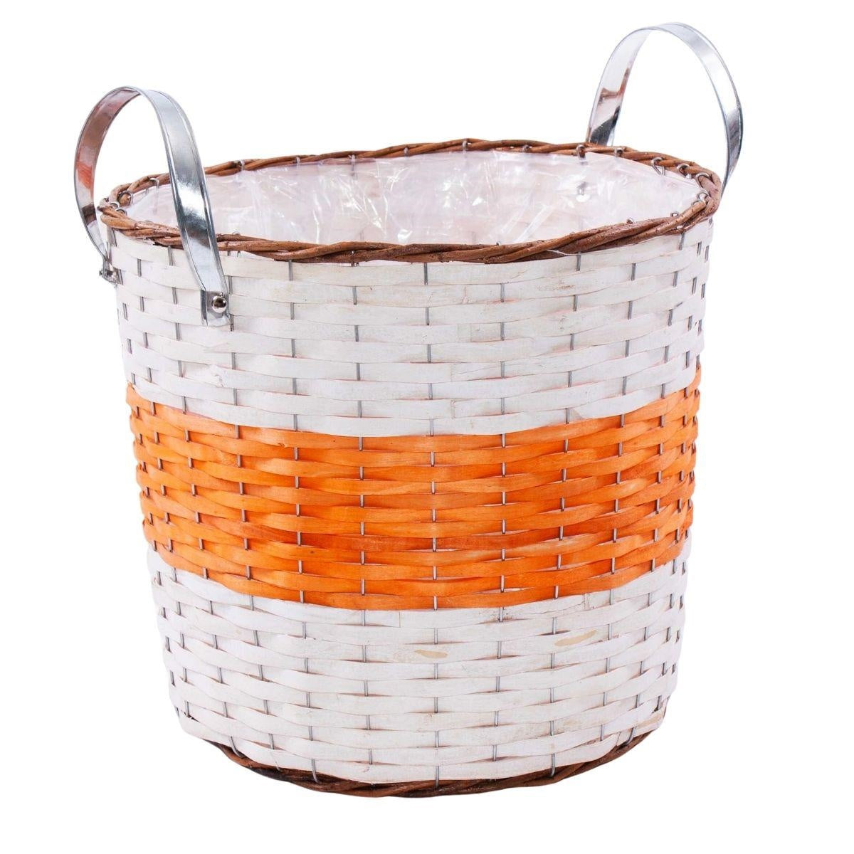 Portavaso in vimini arancio con manici Ø40H35