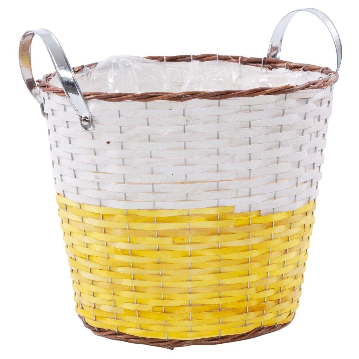 Portavaso in vimini giallo con manici Ø40H35