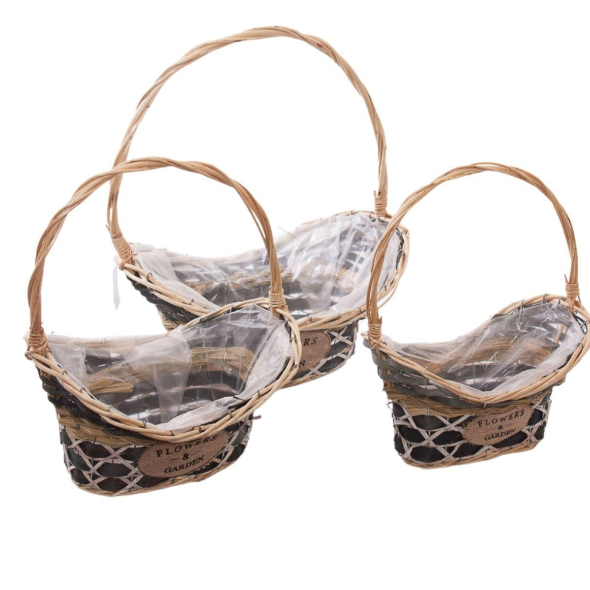 Cesto ovale in vimini 45X30H48 in set di 3