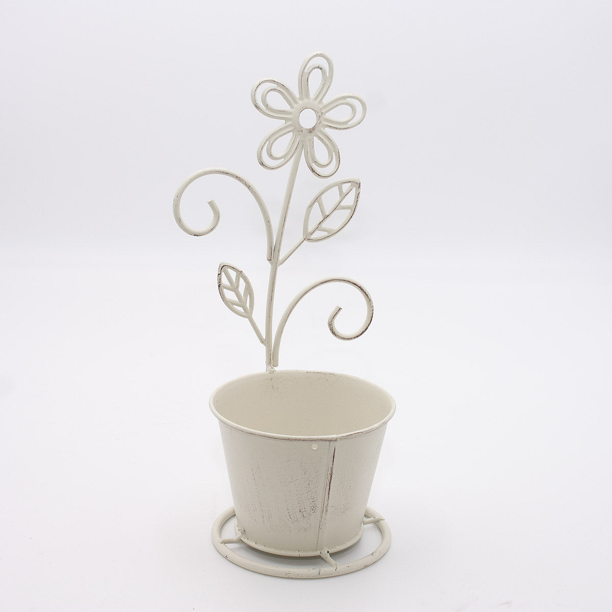 Portavaso in metallo avorio 14X12H30