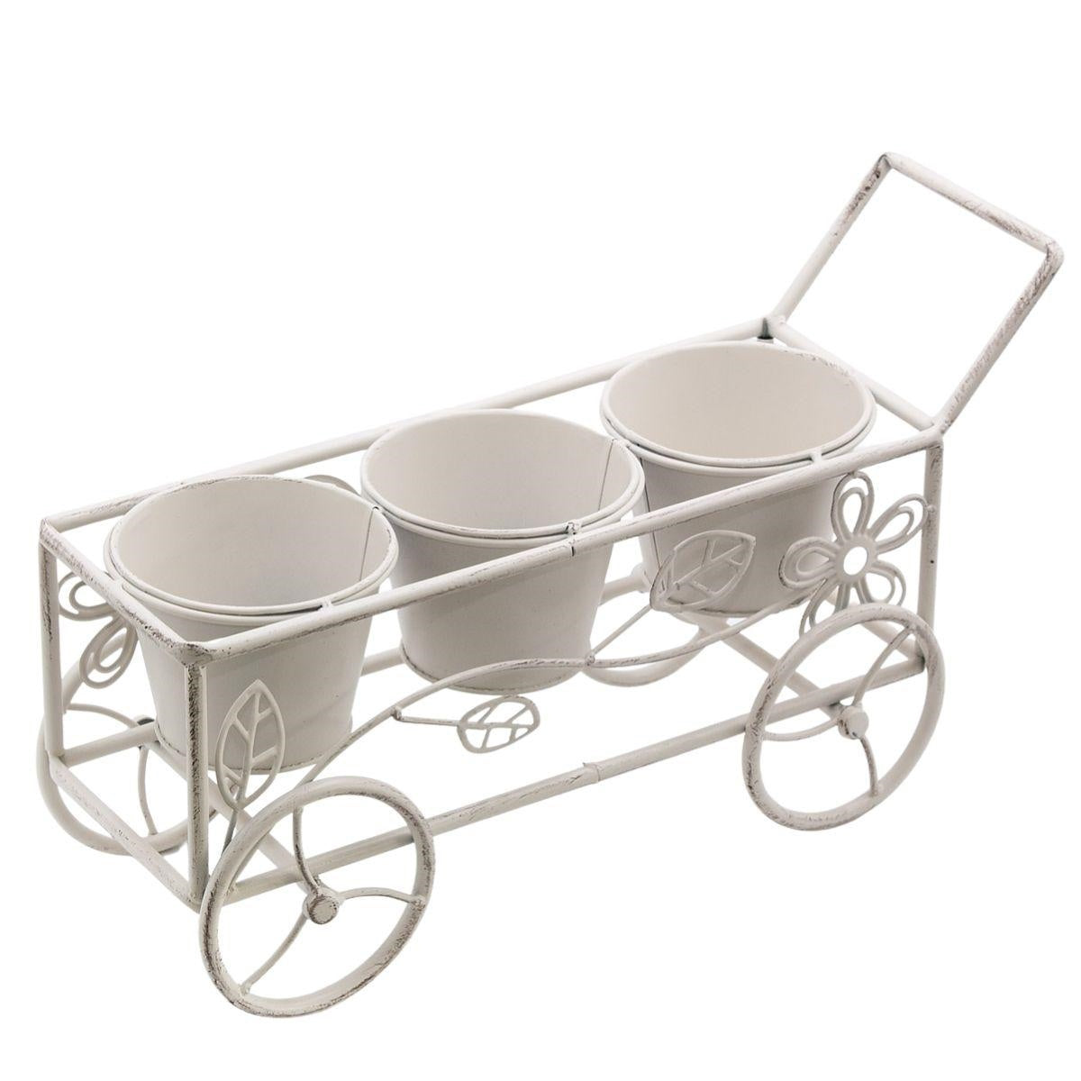 Carretto in metallo bianco 46X16H25 - Milano 7 Arte e Design