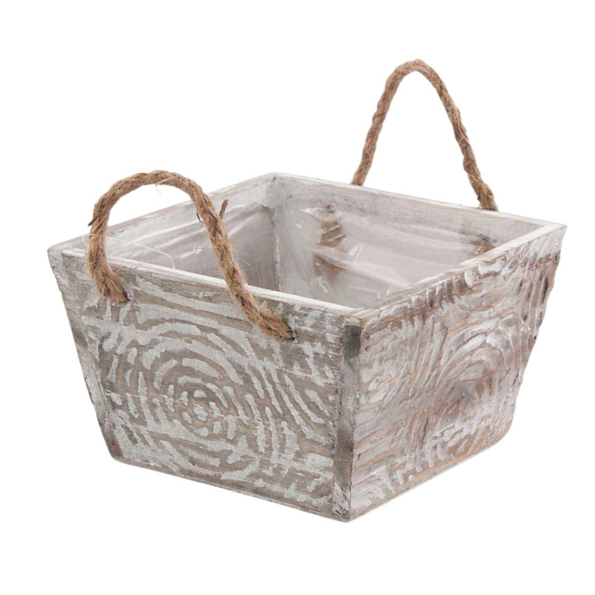 Vaschetta in legno di abete e corda  15X151H9 - Milano 7 Arte e Design