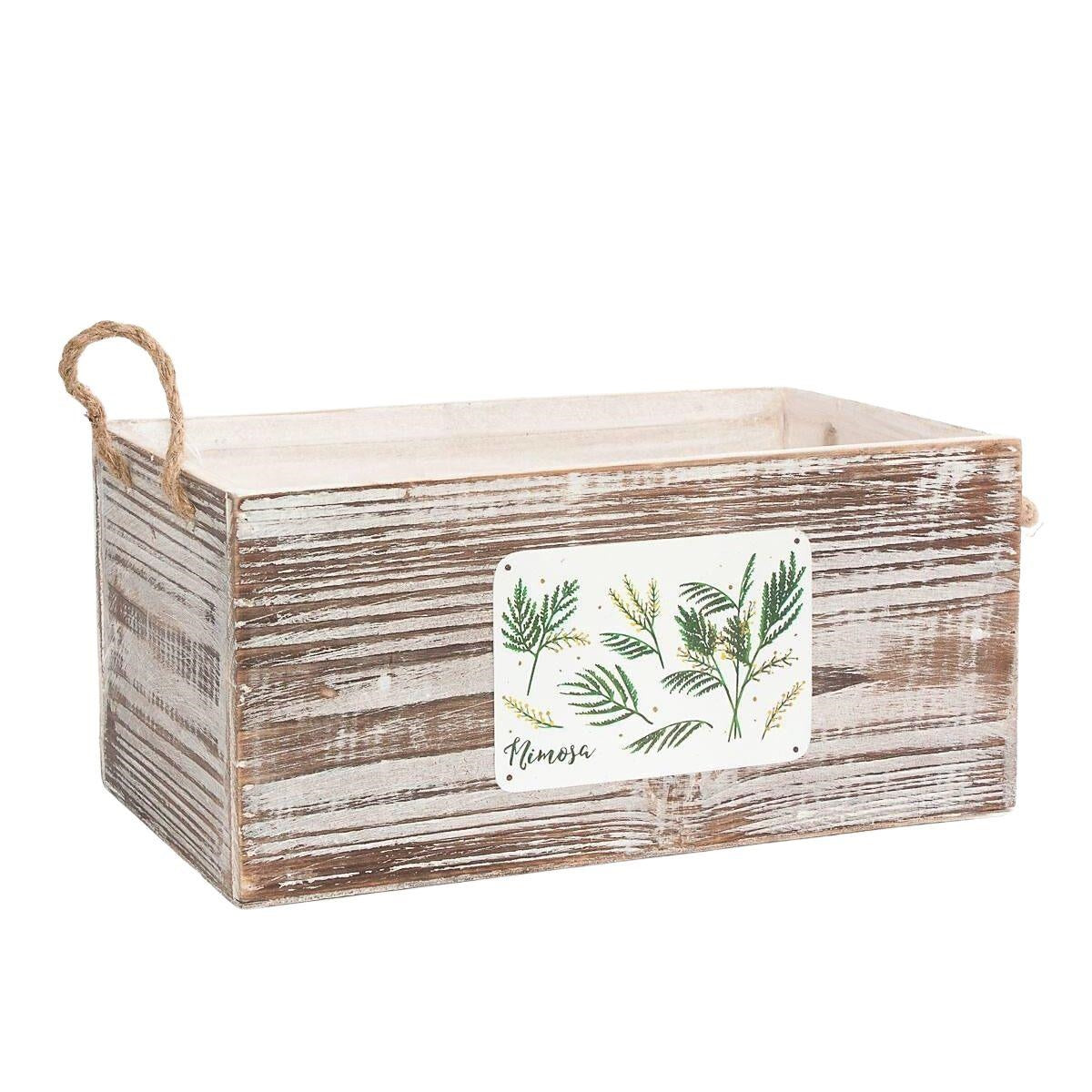 Vaschetta in legno di abete e corda "Mimosa" 32X19H15