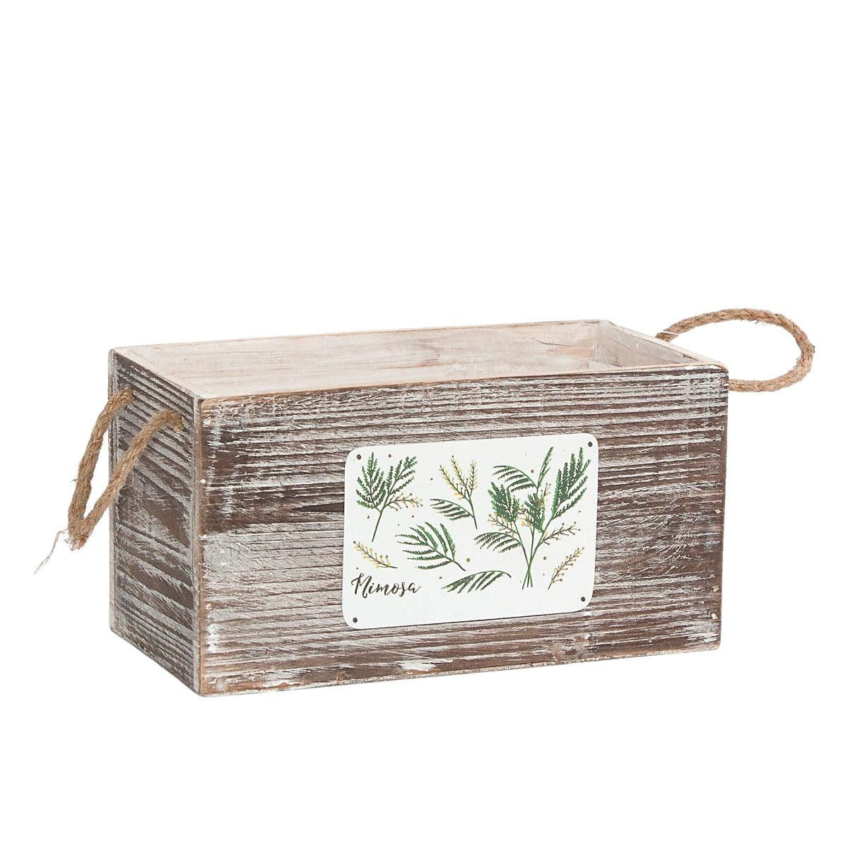 Vaschetta in legno di abete e corda "Mimosa" 25X12,5H13