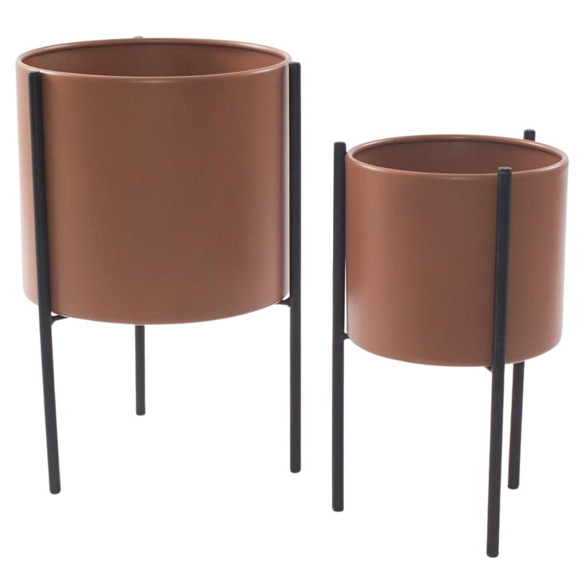 Portavaso in metallo nero Ø25H35 in set di 2